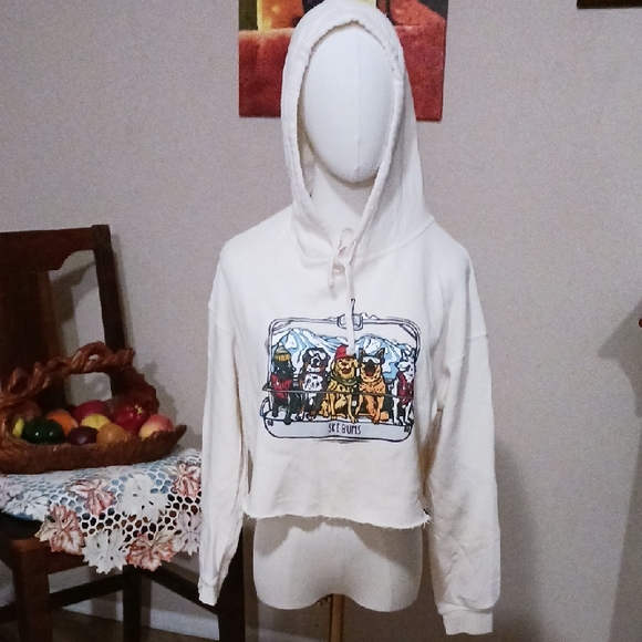 Wild Tribute Tops - Wild Tribute- Ski Bums Women's Cream Graphic Hoodie